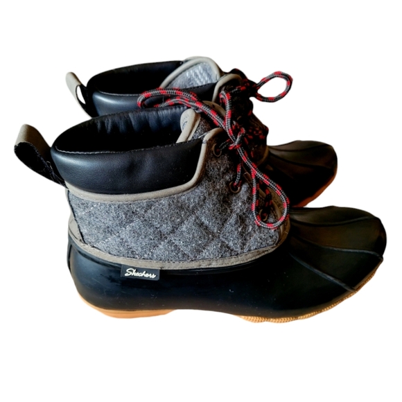 Skecher Duck Rain Ankle Boots Booties Gray and Black Waterproof Size 10 Lace Up - Picture 5 of 8